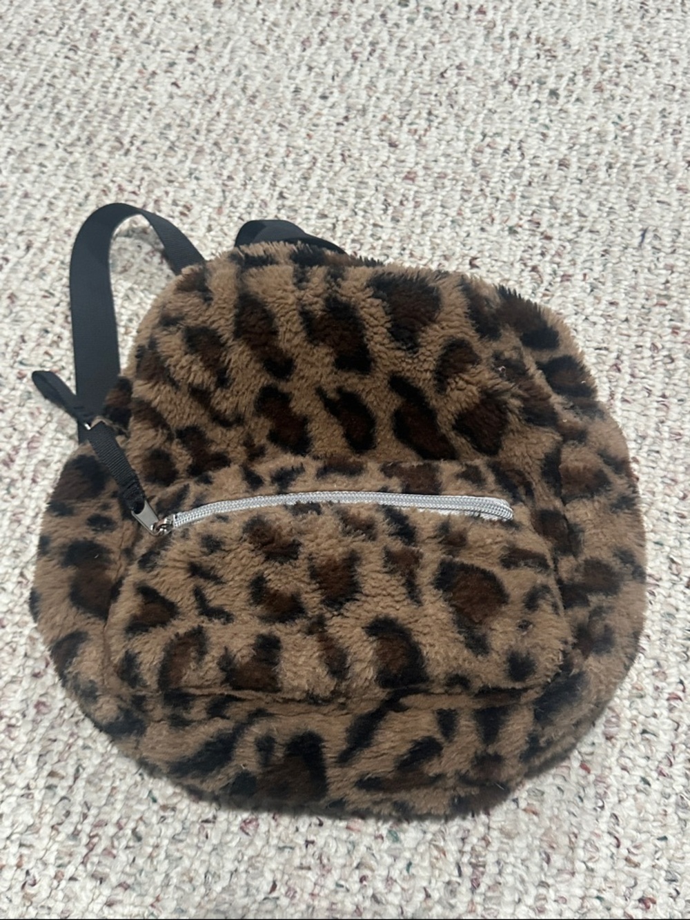 art class Faux Fur Leopard Print Backpack in Brown